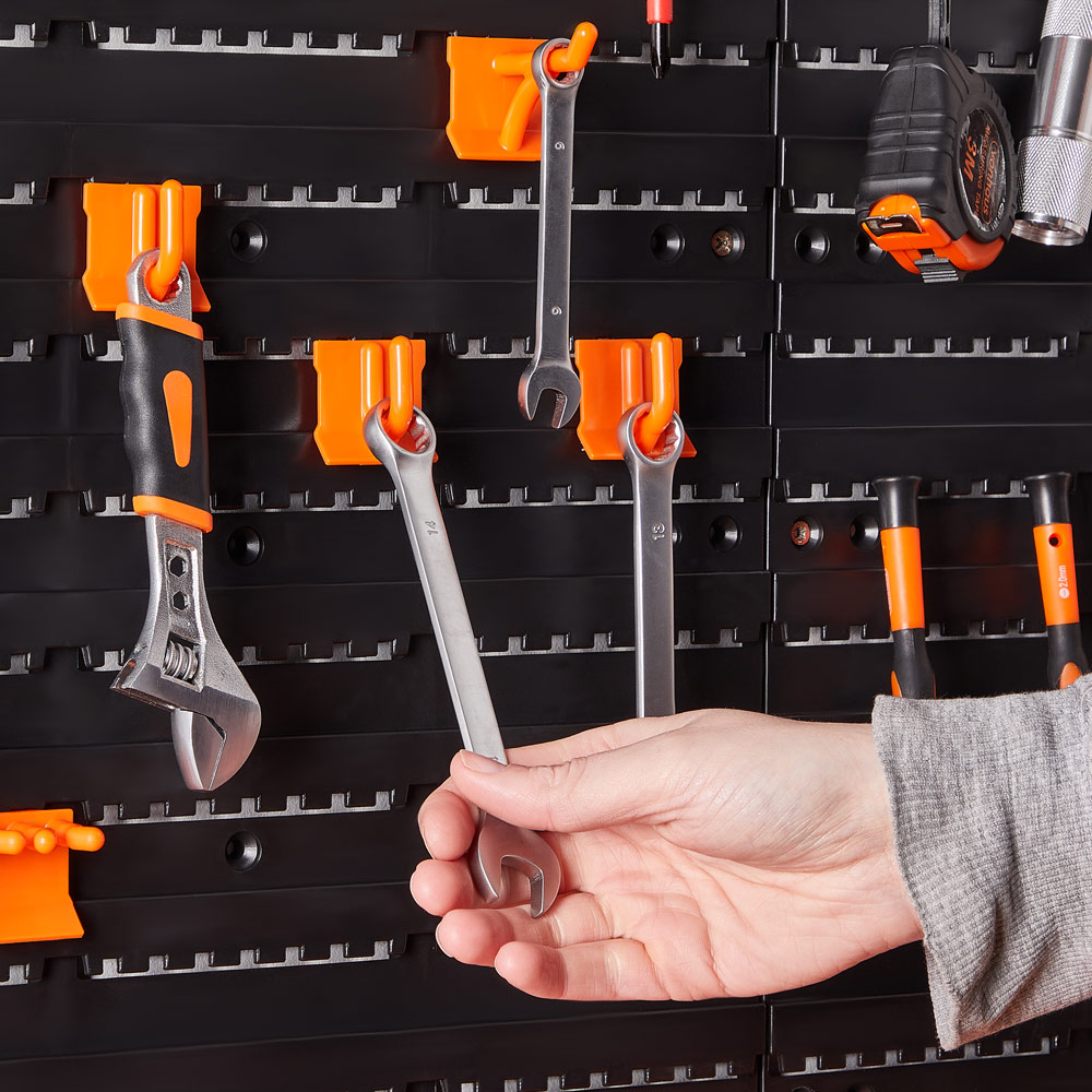 Close Up Of Spanner On Pegboard