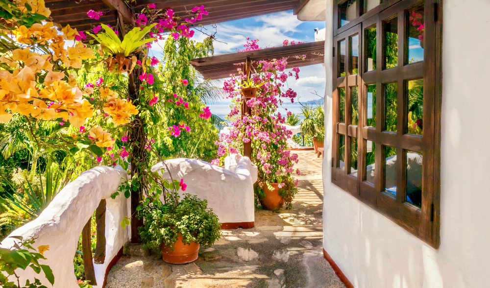 Mediterranean balcony with flowers