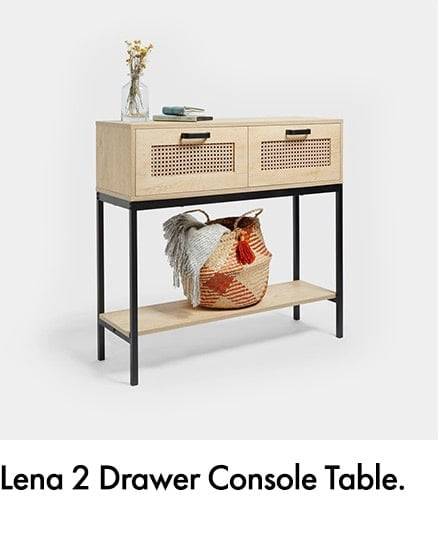 Lena rattan 2-drawer console table