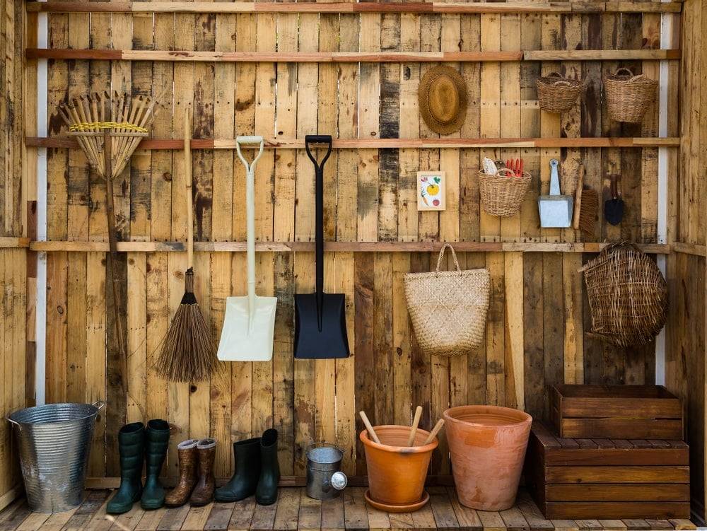 Tools neatly organised on a cabin wall
