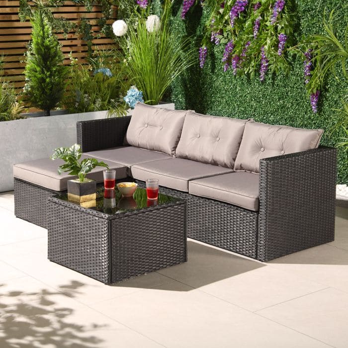 VonHaus rattan corner sofa on a patio
