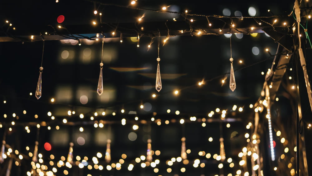 Warm glowing lights at night