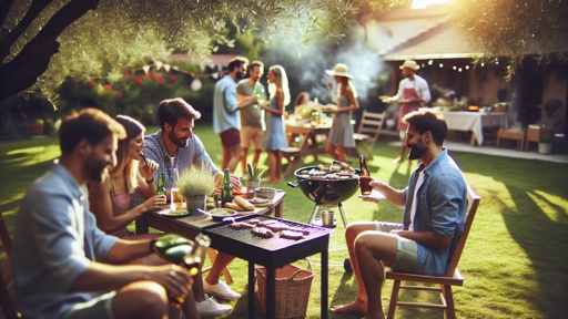 Young adults enjoying a garden BBQ