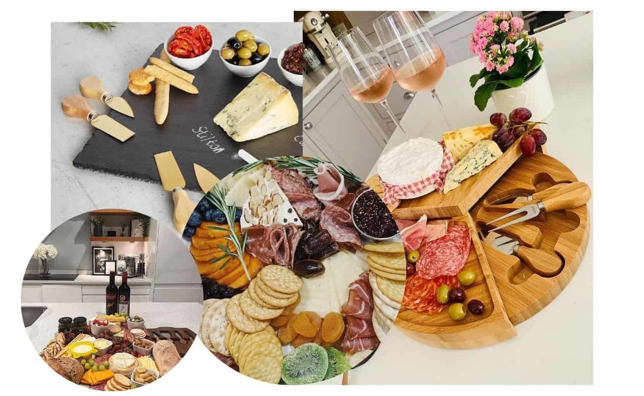 charcuterie board platter image collage