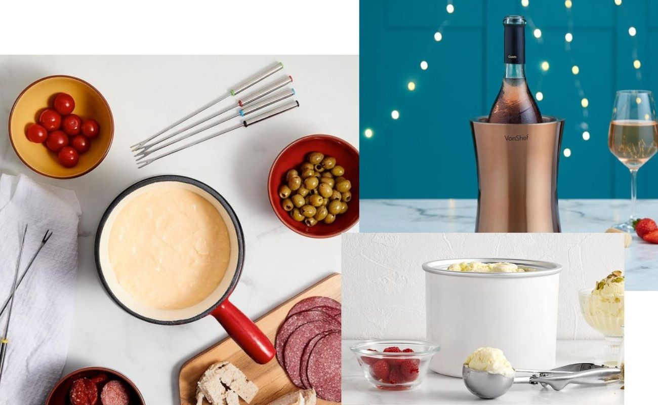 post image for valentines meal for 2 guide with fondue set, wine cooler, and ice cream maker